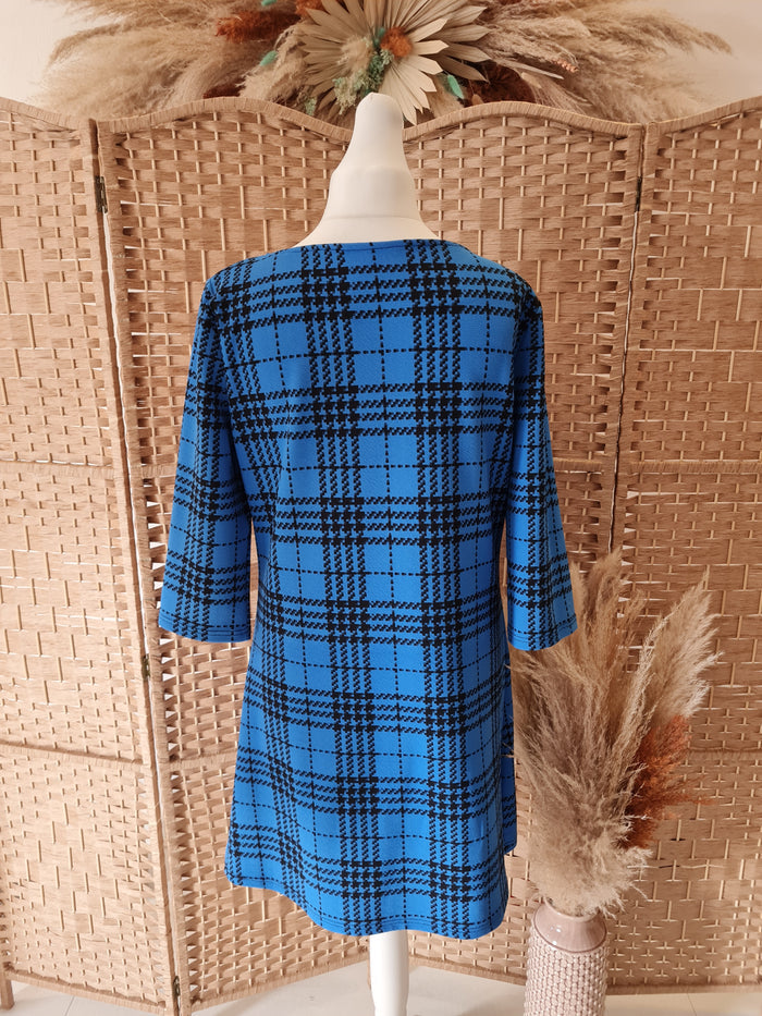 Vegas Blue Check Shift Dress Size XL