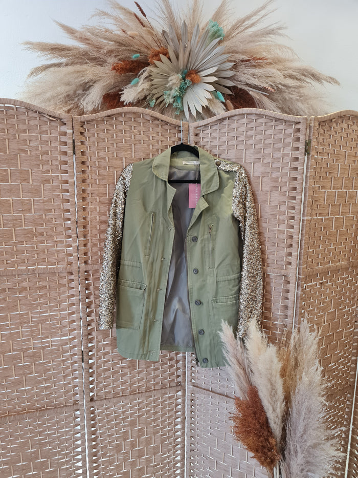 Vera & Lucy Sequin Sleeve Jacket Size Small