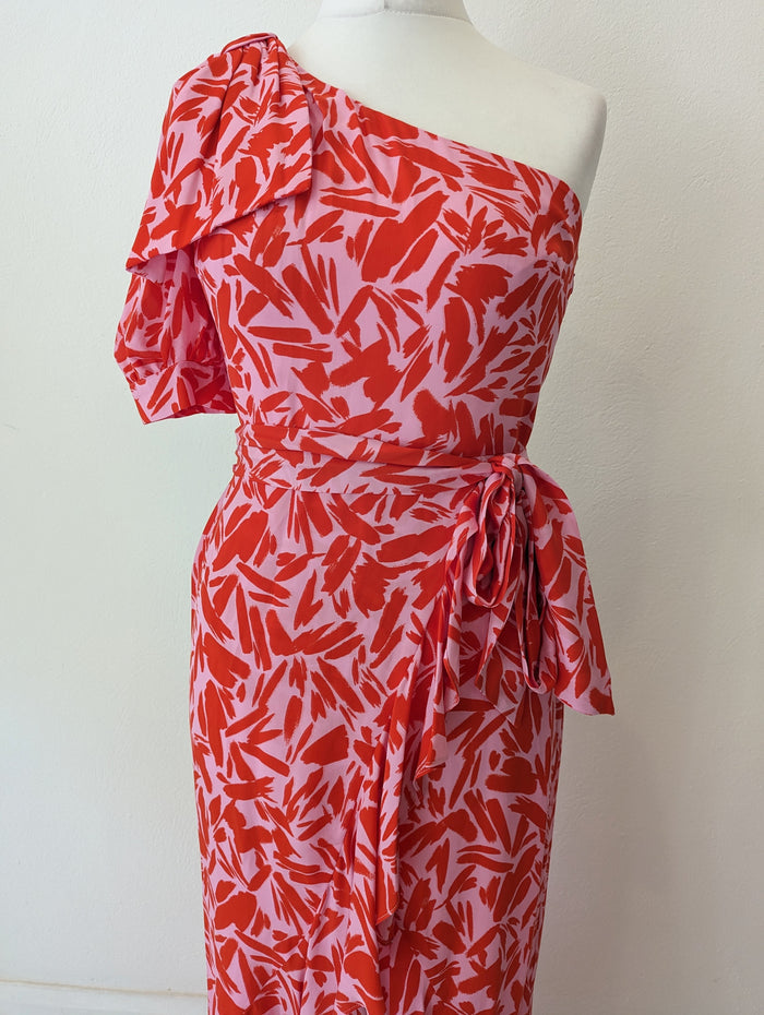 Veronica Beard Pink Floral One Sleeve Dress 6 (American)