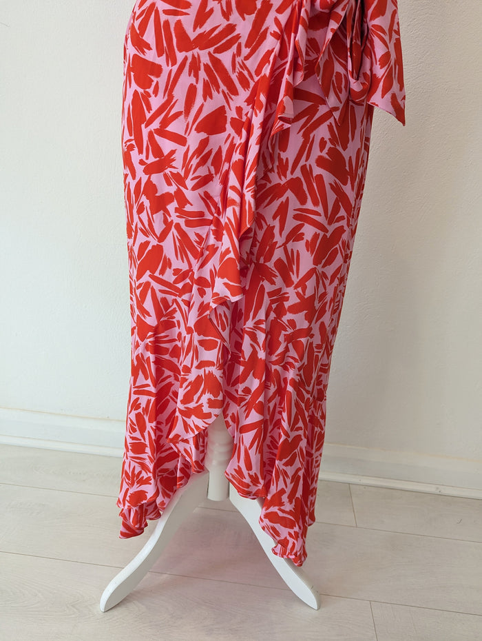 Veronica Beard Pink Floral One Sleeve Dress 6 (American)