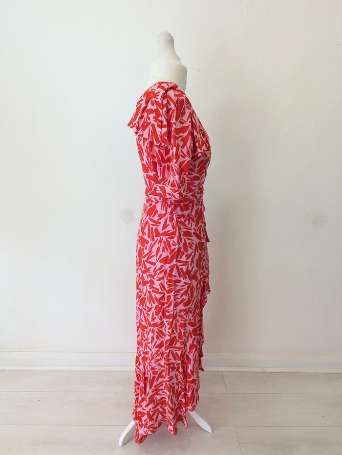 Veronica Beard Pink Floral One Sleeve Dress 6 (American)