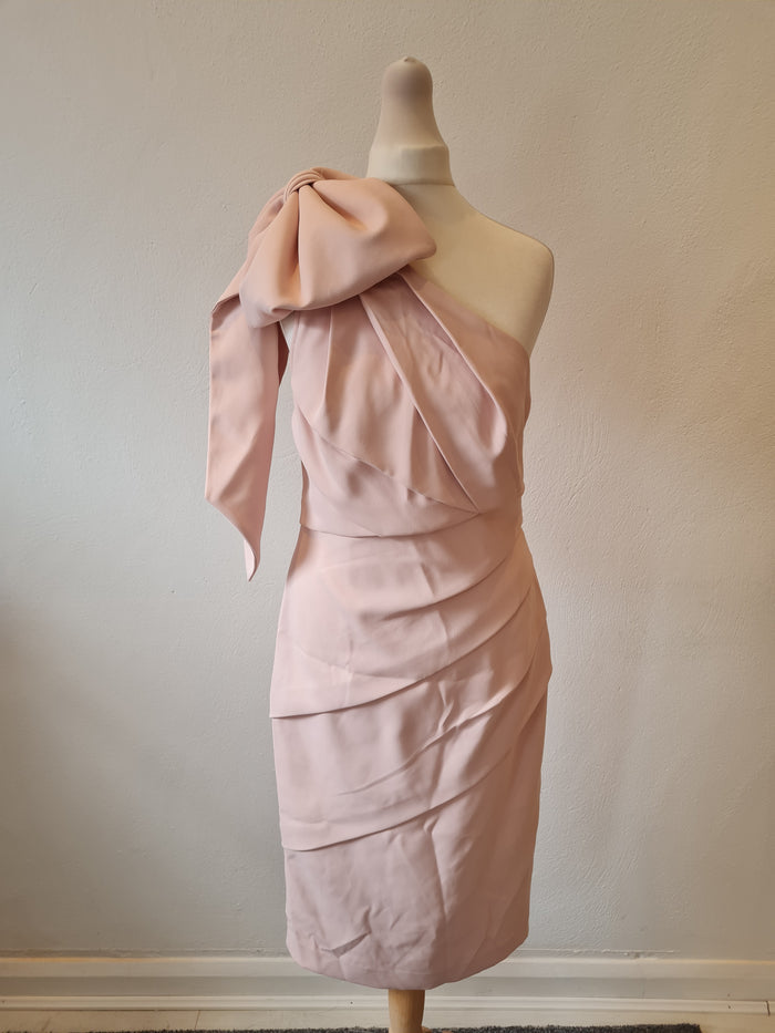Very Blush one Shoulder Bow Dress Size 10
