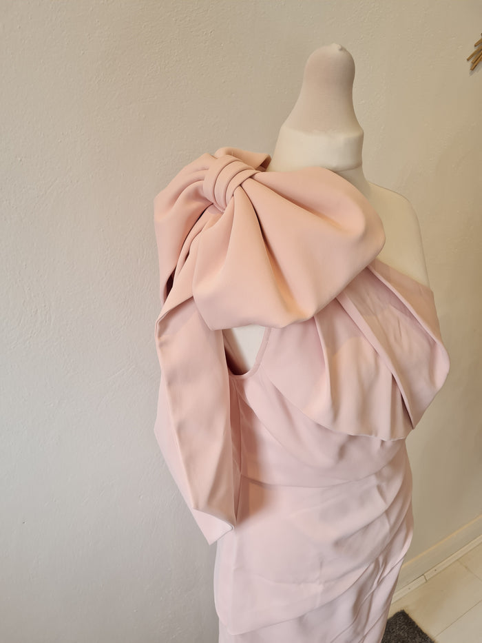 Very Blush one Shoulder Bow Dress Size 10