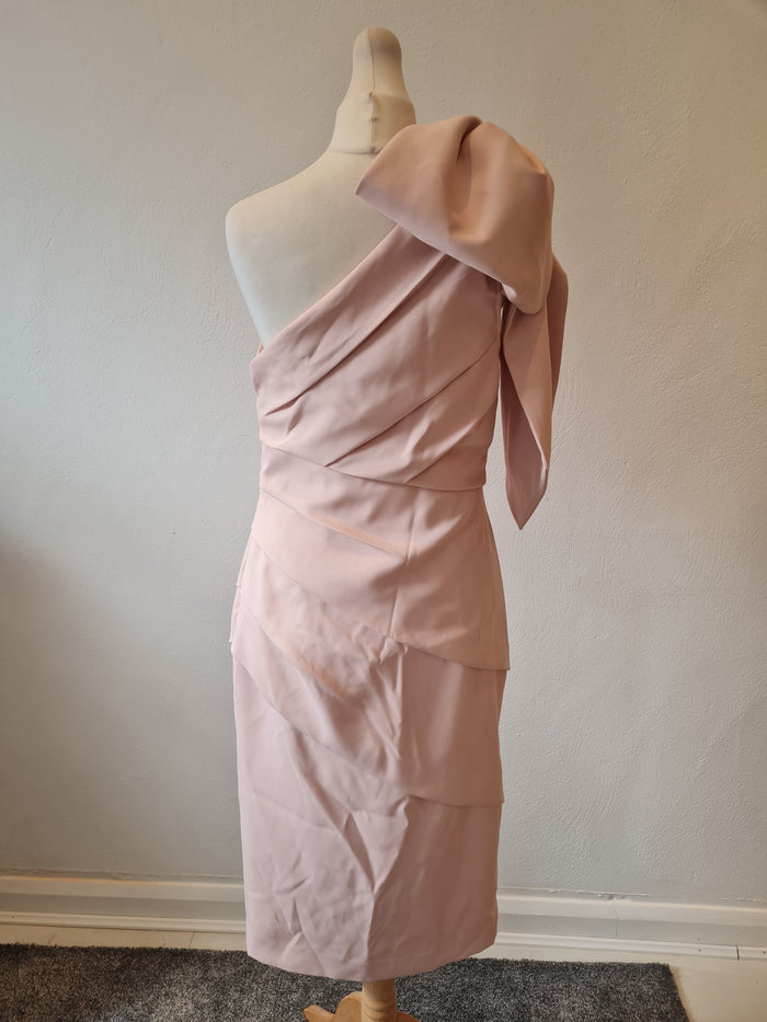 Very Blush one Shoulder Bow Dress Size 10