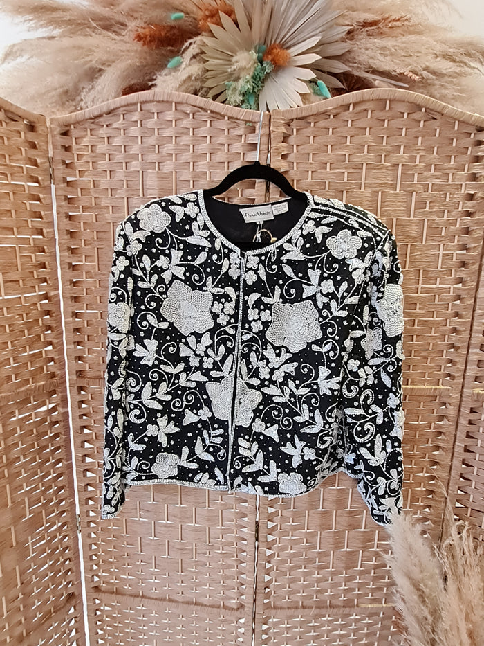 Vintage Frank Usher Sequin silk jacket 12/14