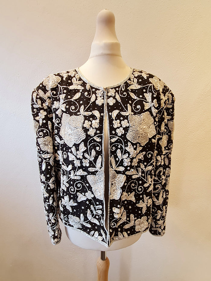 Vintage Frank Usher Sequin silk jacket 12/14