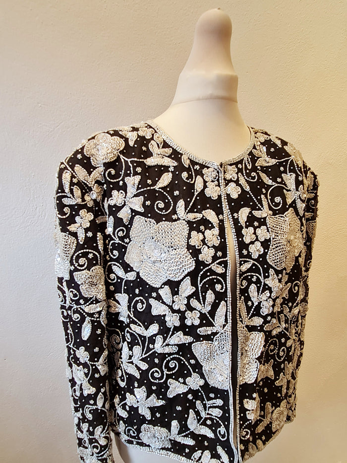 Vintage Frank Usher Sequin silk jacket 12/14