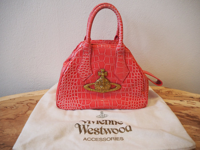 Vivenne Westwood Pink Snakeskin Large Orb Bag