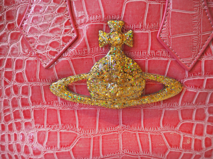 Vivenne Westwood Pink Snakeskin Large Orb Bag