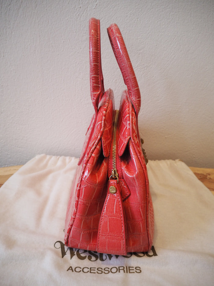 Vivenne Westwood Pink Snakeskin Large Orb Bag