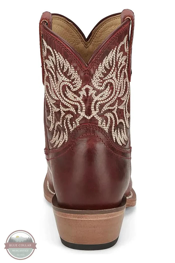 Justin VN4420 Isabella 7" Bootie in Ruby view of back heel