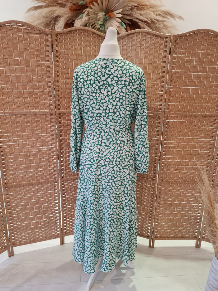 Wallis Green Floral wrap Dress 16