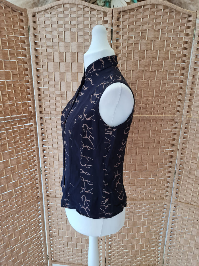 Wallis Navy Sleeveless Shirt 14