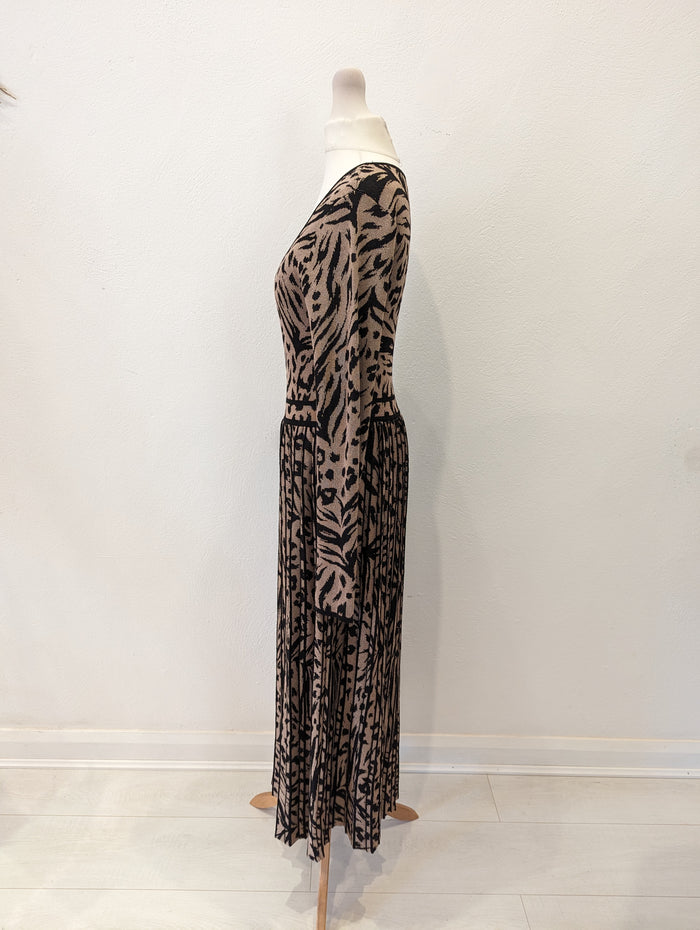 Warehouse Animal Pleated Dress 10