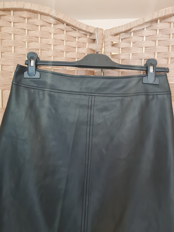 Warehouse Black Faux Leather Mini Skirt Size 12