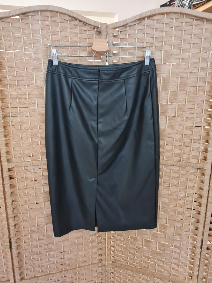 Warehouse Black PU pencil skirt 12 RRP £36