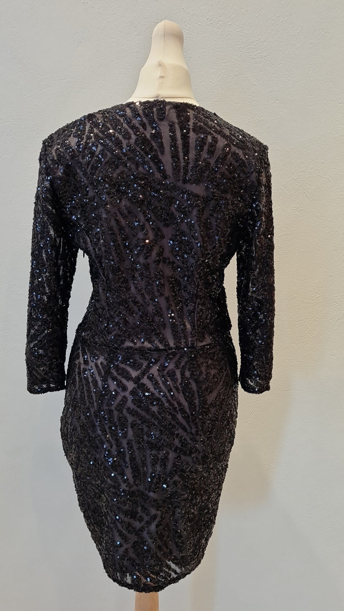 Warehouse Black sequin wrap dress Size 10