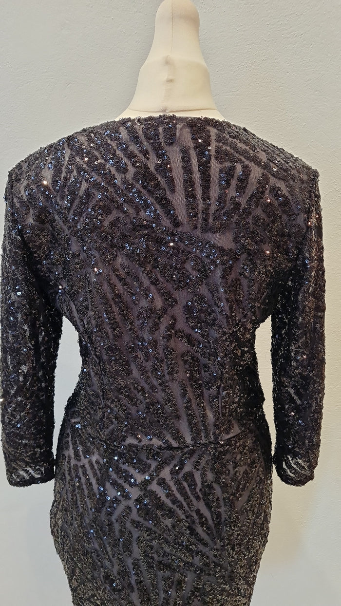 Warehouse Black sequin wrap dress Size 10