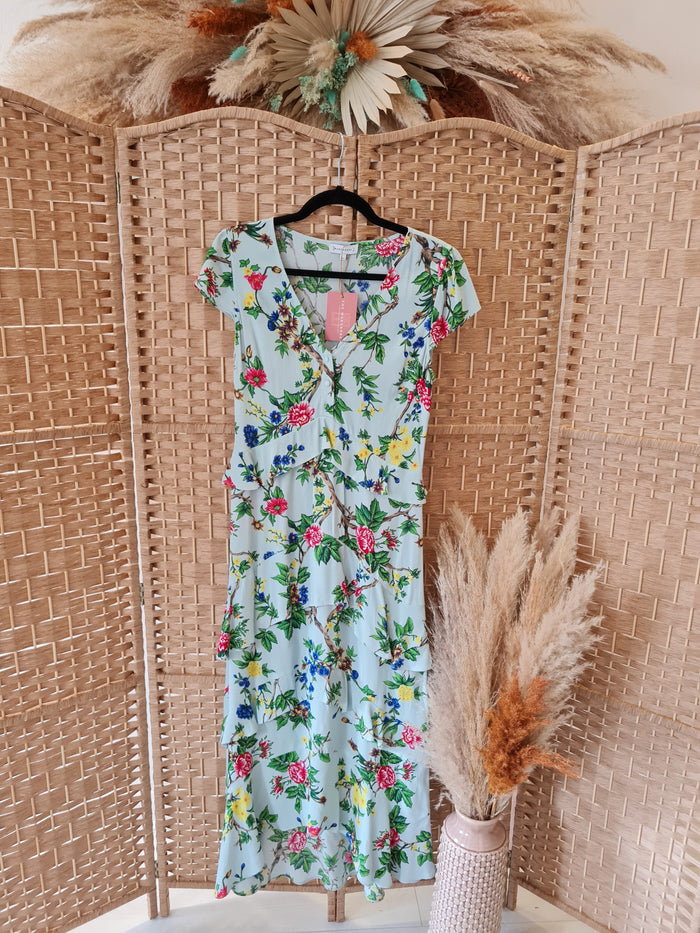Warehouse Blue layered maxi Dress 10