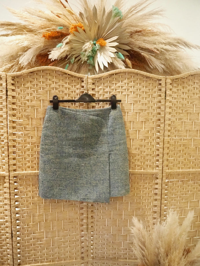 Warehouse Blue Tweed Skirt 10