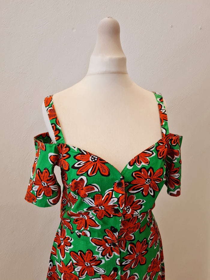 Warehouse Green & Orange floral Dress 8