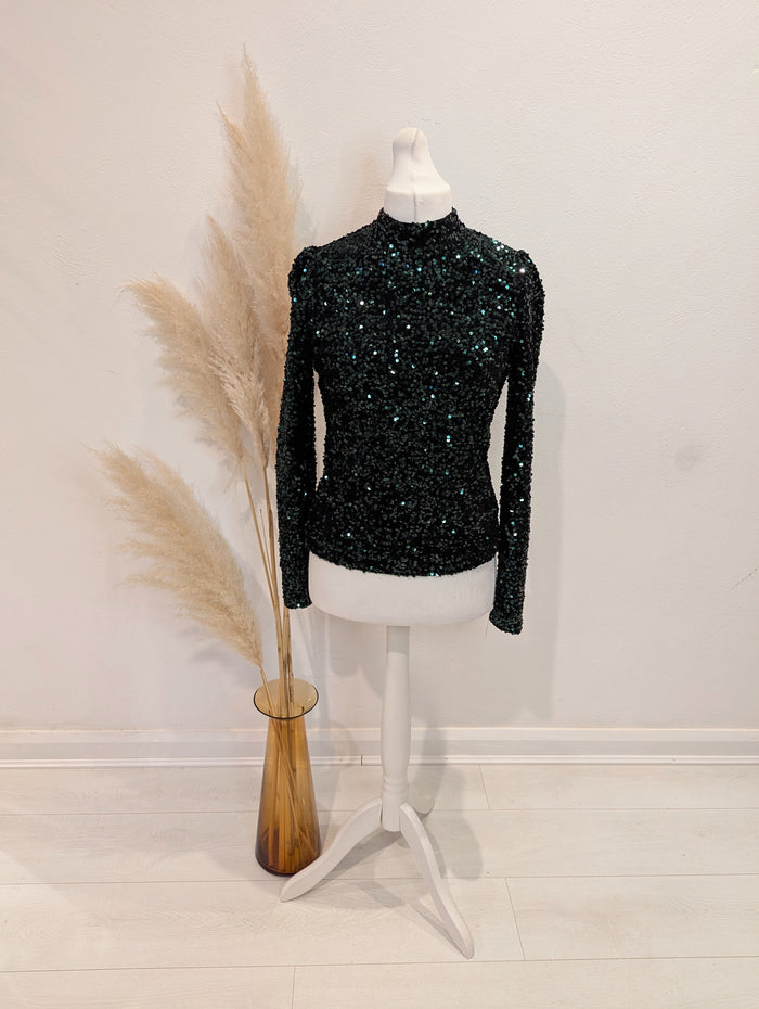 Warehouse Green Sequin Top 12