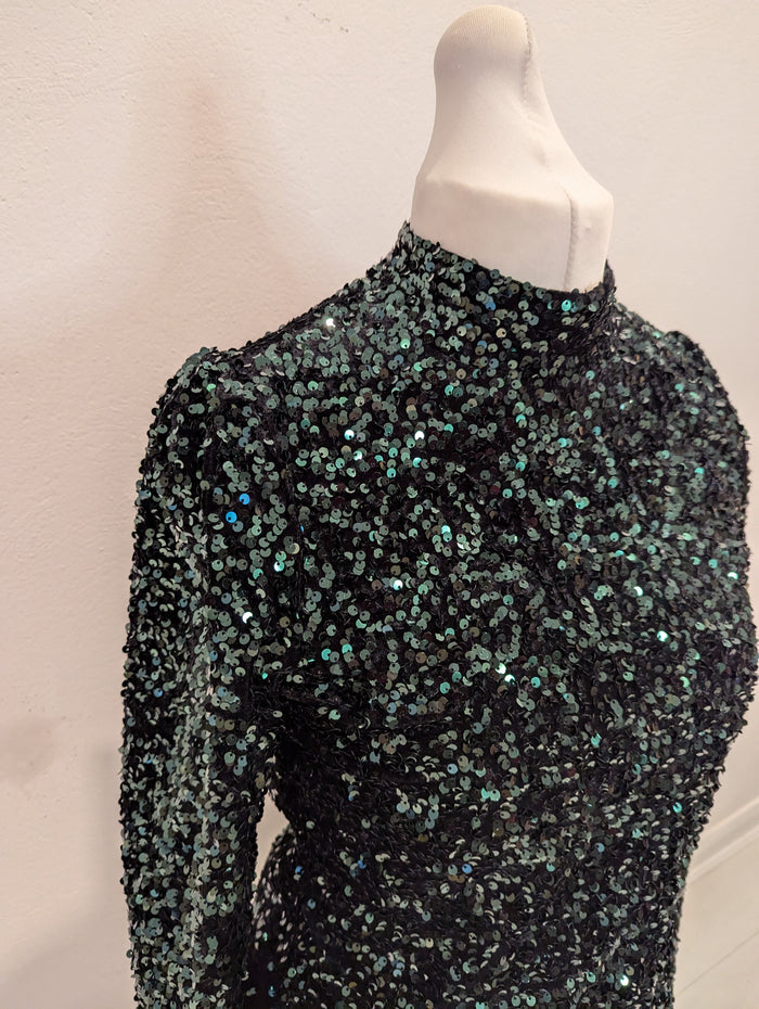 Warehouse Green Sequin Top 12