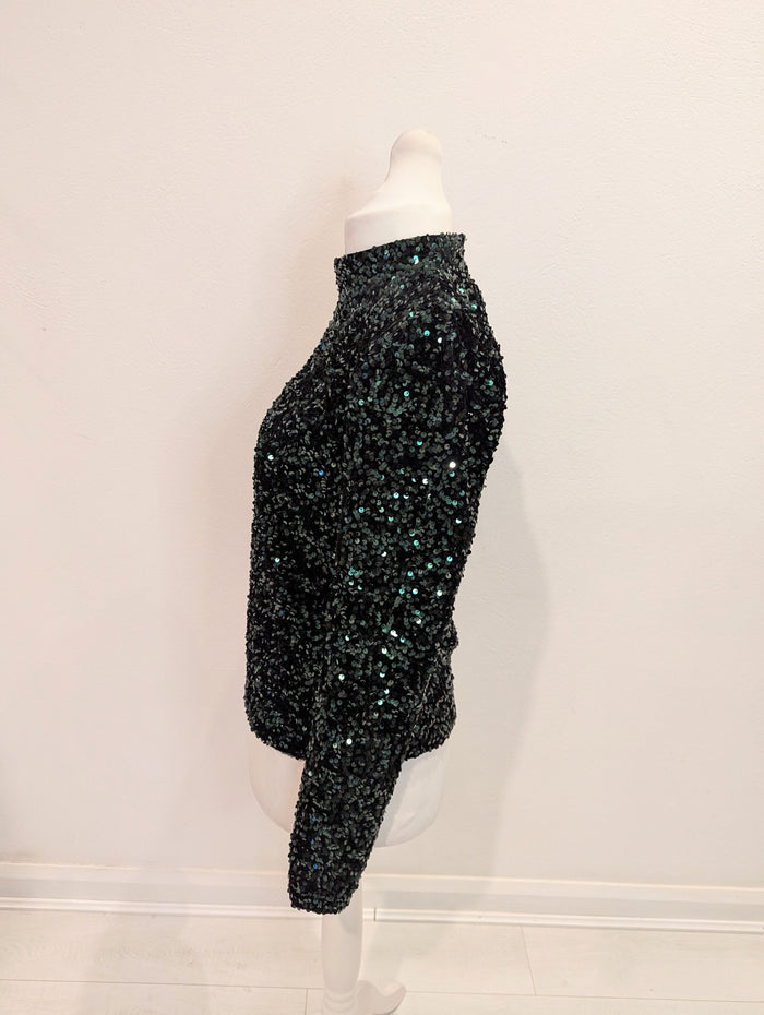 Warehouse Green Sequin Top 12
