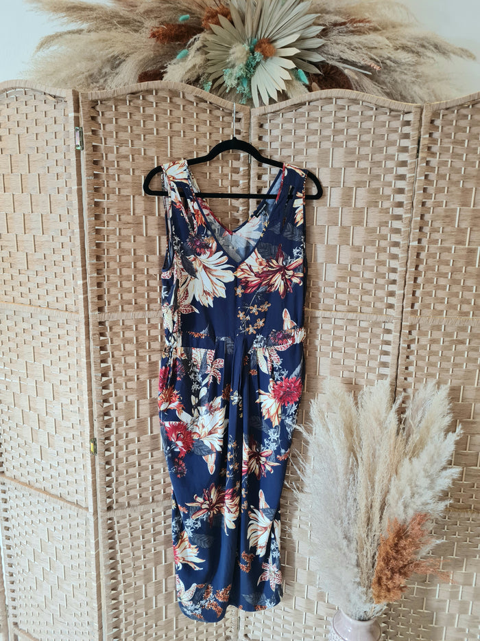 Warehouse Navy Floral Dress Size 16