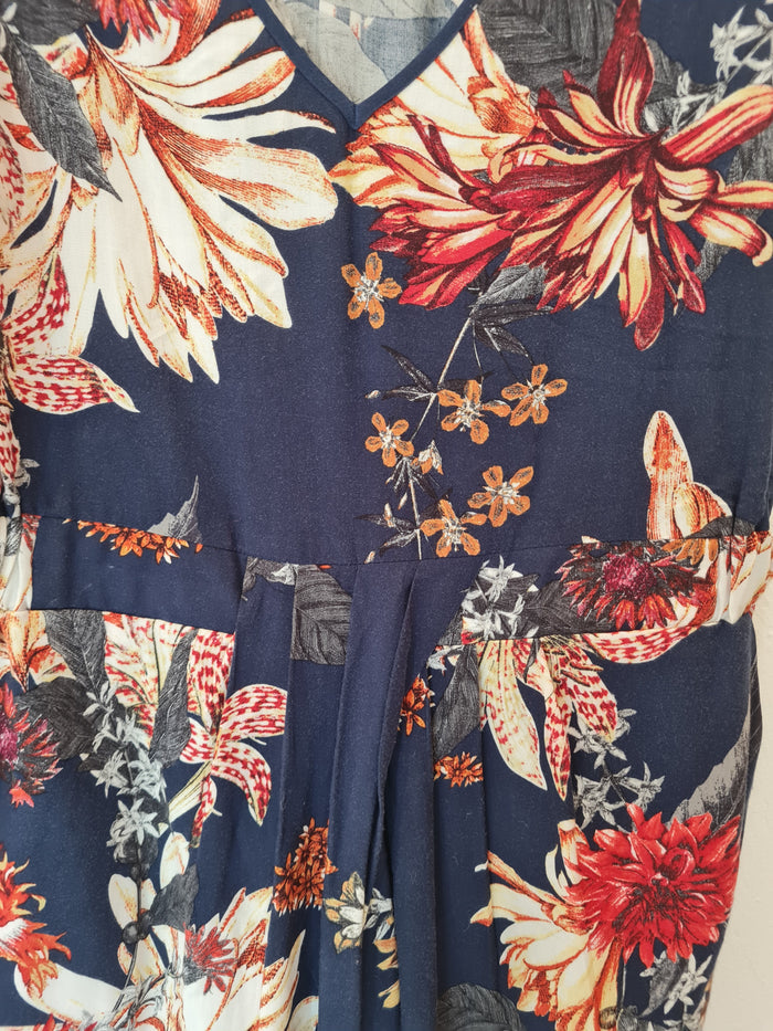 Warehouse Navy Floral Dress Size 16