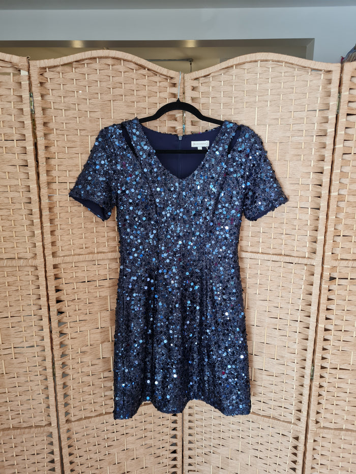 Warehouse Navy Sequin Dress 8