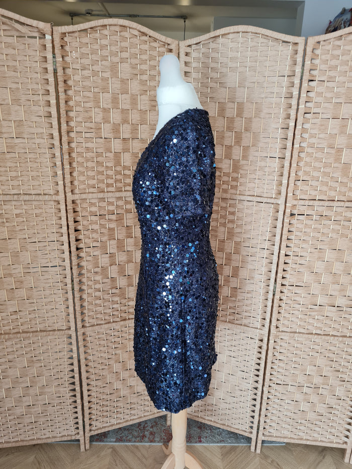 Warehouse Navy Sequin Dress 8