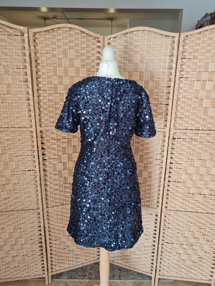Warehouse Navy Sequin Dress 8