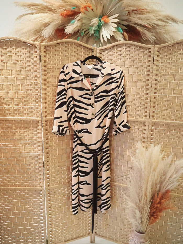 Warehouse Nude/Black Animal print Dress 14