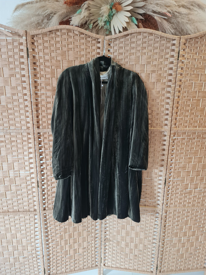 Watercolours Olive Velvet Coat 10