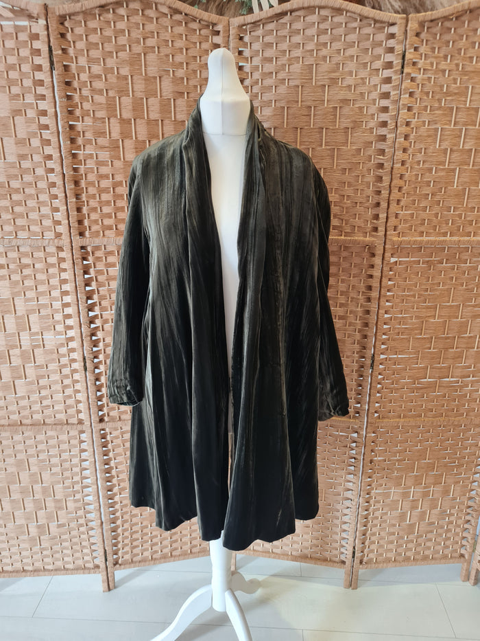 Watercolours Olive Velvet Coat 10