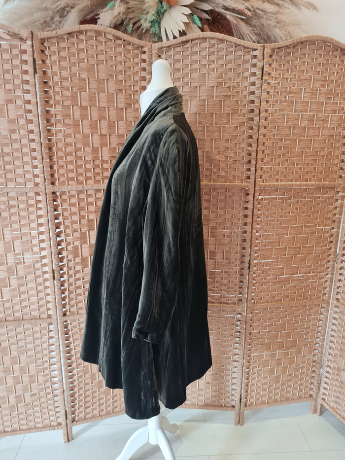 Watercolours Olive Velvet Coat 10