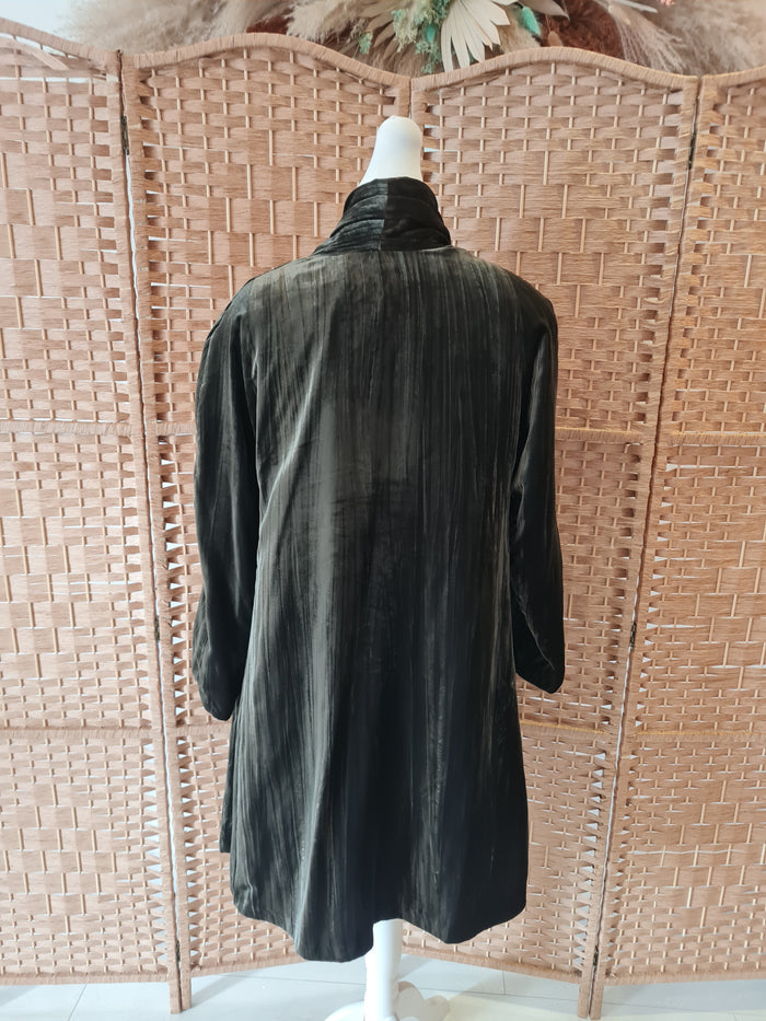 Watercolours Olive Velvet Coat 10