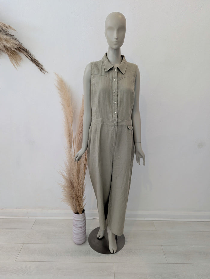 Whistles Beige Ellis Linen Jumpsuit 16