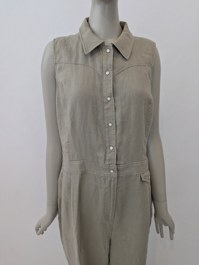 Whistles Beige Ellis Linen Jumpsuit 16