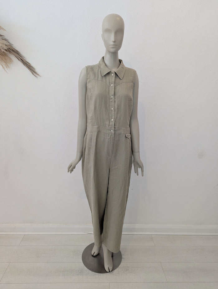 Whistles Beige Ellis Linen Jumpsuit 16