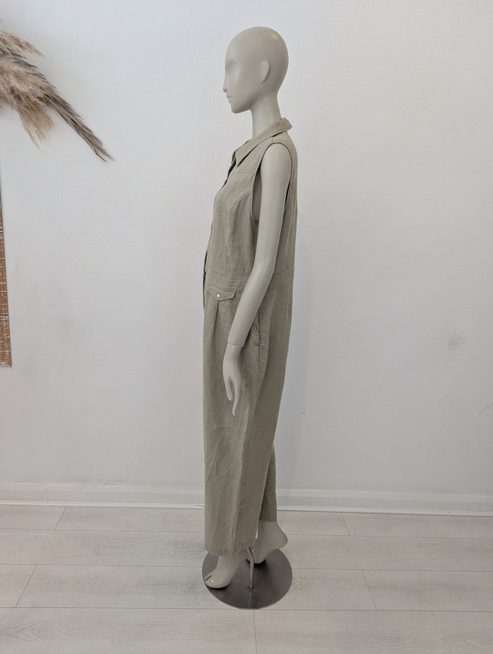 Whistles Beige Ellis Linen Jumpsuit 16