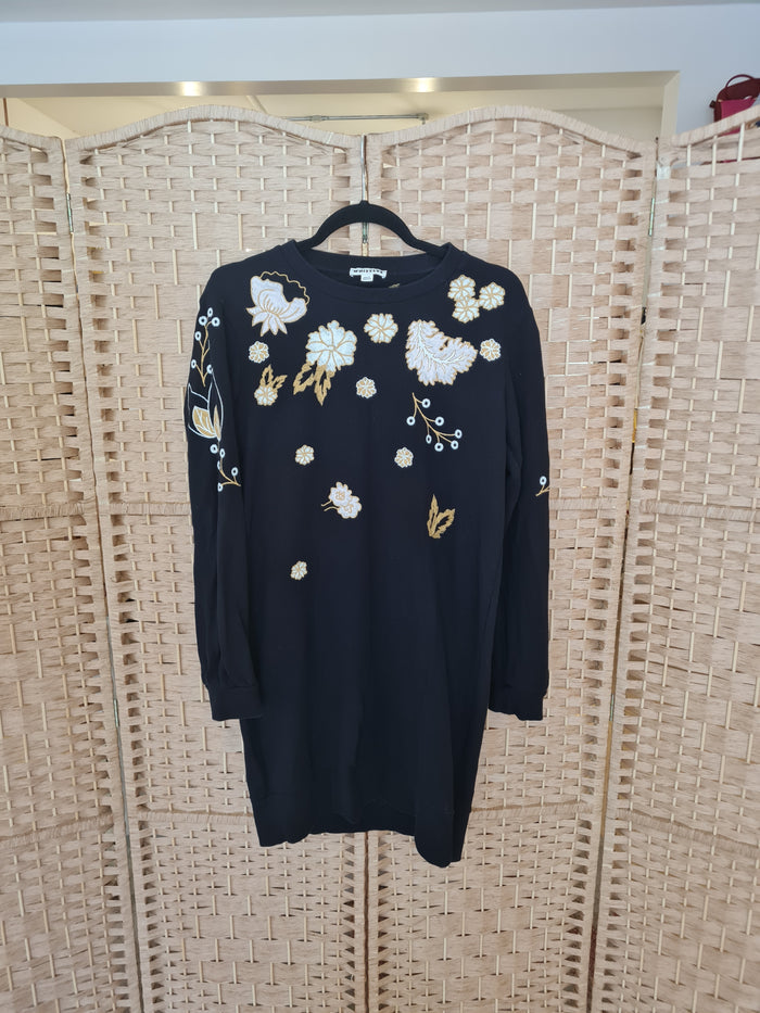 Whistles Black floral jumper dress Small