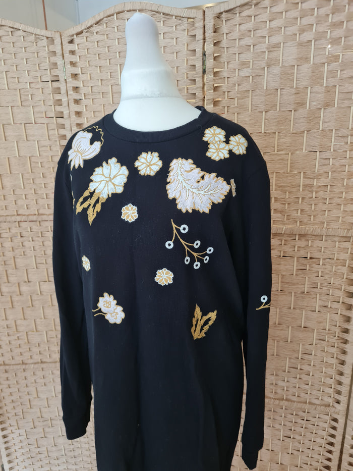 Whistles Black floral jumper dress Small