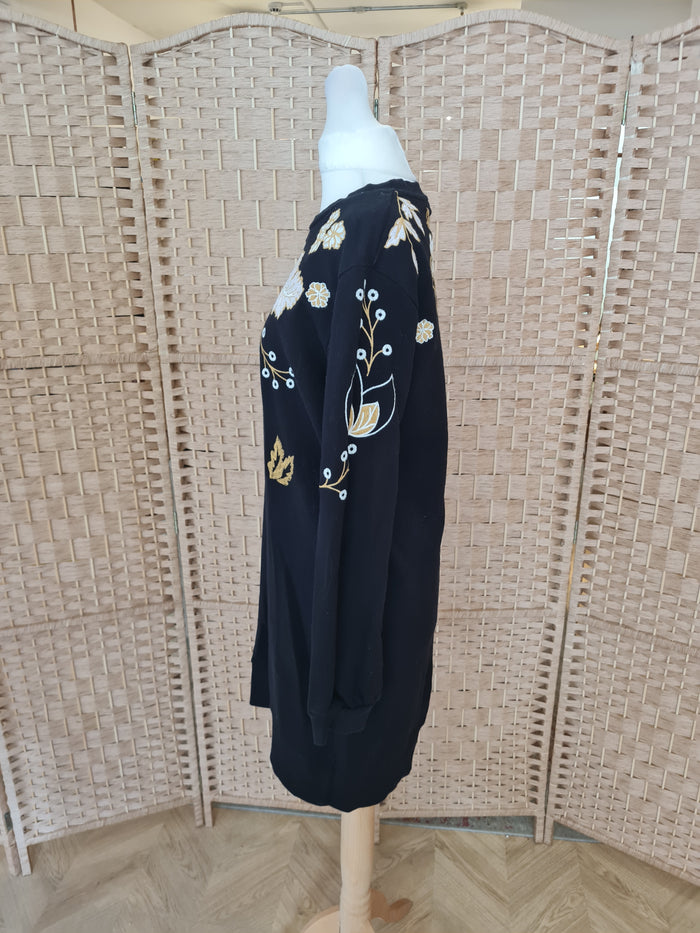 Whistles Black floral jumper dress Small