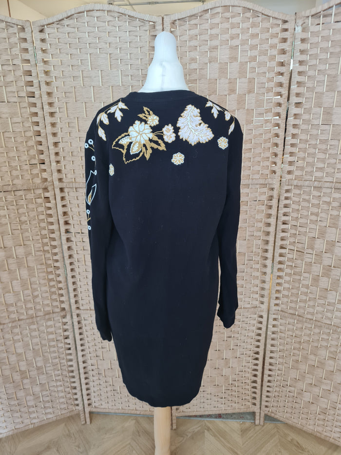 Whistles Black floral jumper dress Small