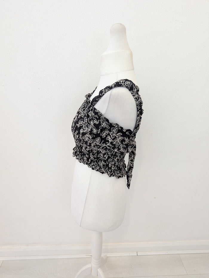Whistles Black White Tie back top 14
