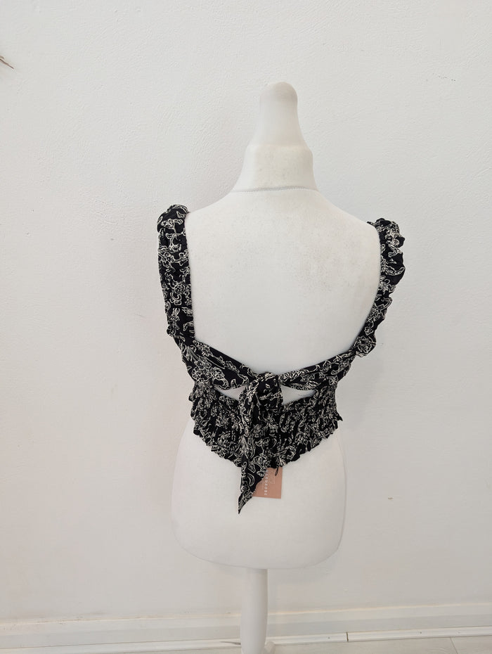 Whistles Black White Tie back top 14