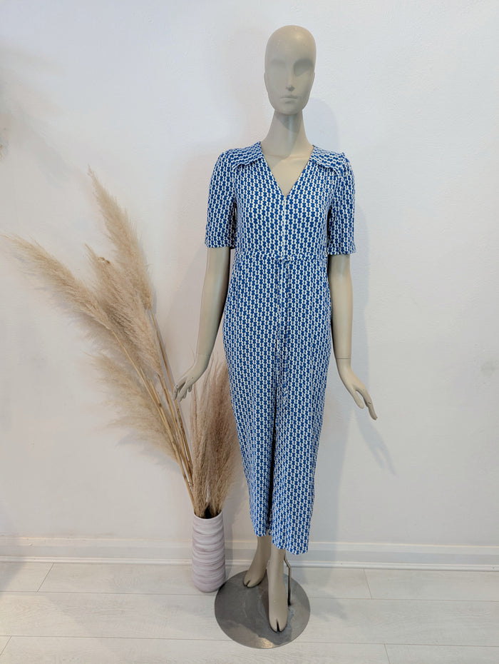 Whistles Blue Print Zip Front Jumpsuit 8