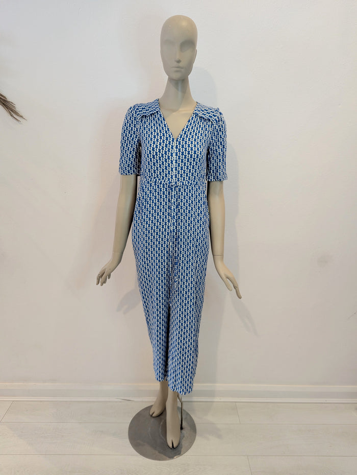 Whistles Blue Print Zip Front Jumpsuit 8